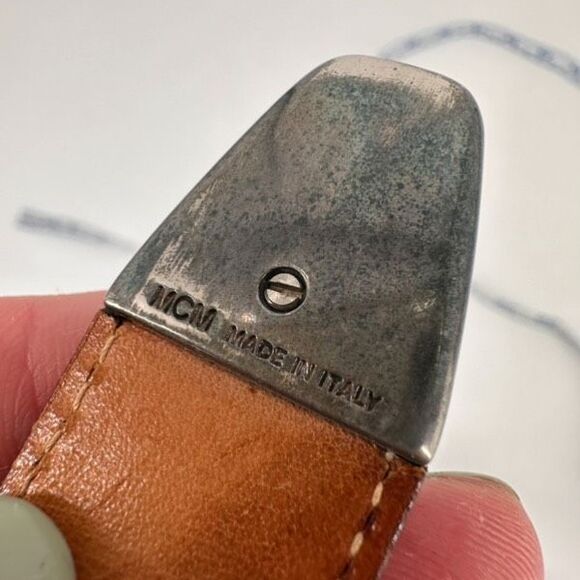 Vintage MCM Women's Crocodile Embossed Leather Silver Buckle Waist Belt Brown - Picture 14 of 16